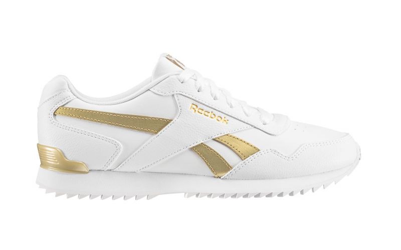 white and gold reebok