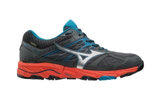 MIZUNO WAVE MUJIN 5 GTX GRIS OSCURO AZUL ROJO J1GJ1857 03