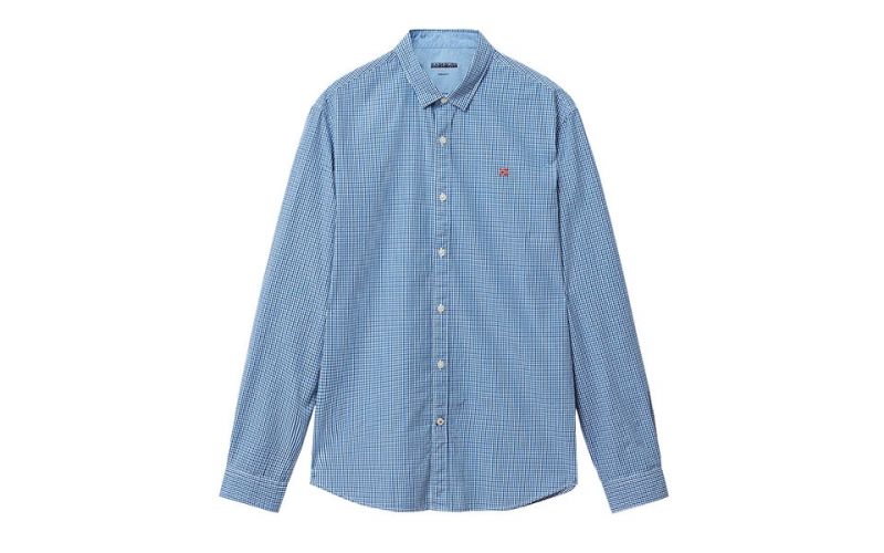 Napapijri Camisa De Manga Larga Giulian Azul Blanco - Farbe: Eu MGröße: HERREN- Erzeugniscode: 5400852300955