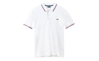 TALY STRETCH STRIPE WHITE POLO SHIRT