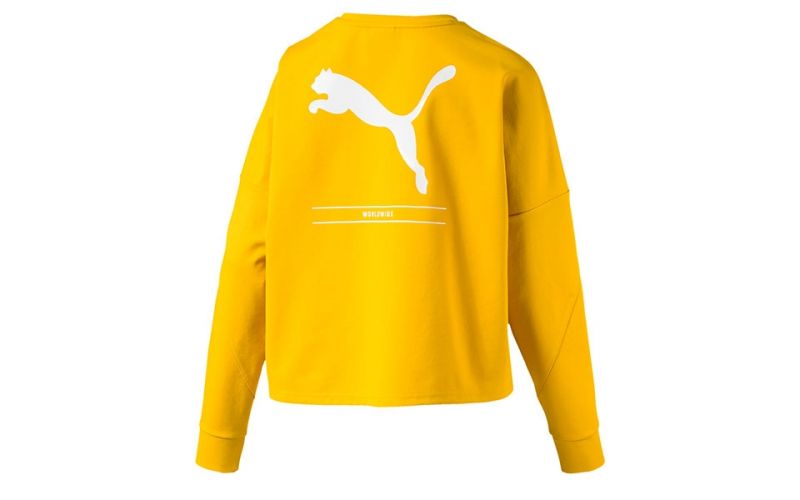 Sudadera Puma Nu-Tility Cropped Amarillo Mujer - Versátil