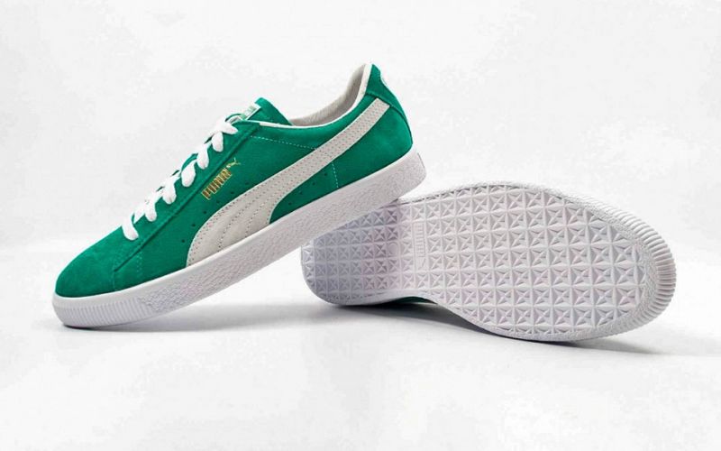 puma suede white green