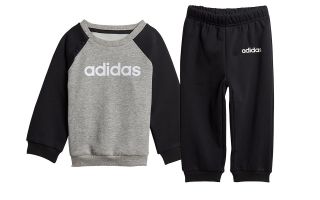 ADIDAS CHANDAL LINEAR FLEECE JOGGER NEGRO GRIS NIO