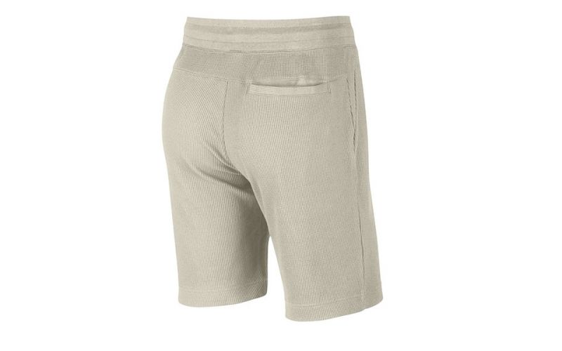 Men Beige Waffle Straight Fit Shorts