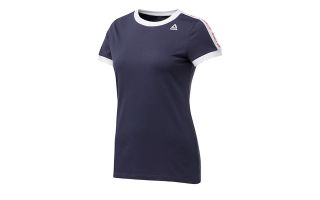 CAMISETA TRAINING ESSENTIALS LINEAR LOGO AZUL MUJER