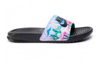 NIKE CLAQUETTES BENASSI JDI PRINT NOIR FLORAL FEMME