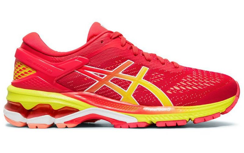 Asics Gel Kayano 26 rojo amarillo mujer