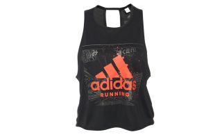 adidas CAMISETA FAST GRAPHIC NEGRO NARANJA MUJER