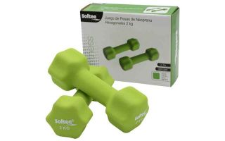 SOFTEE JUEGO PESAS DE NEOPRENO HEXAGONALES 2KG VERDE