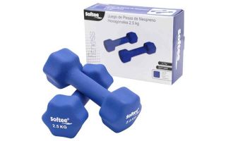 SOFTEE JUEGO PESAS NEOPRENO HEXAGON 2.5KG AZUL
