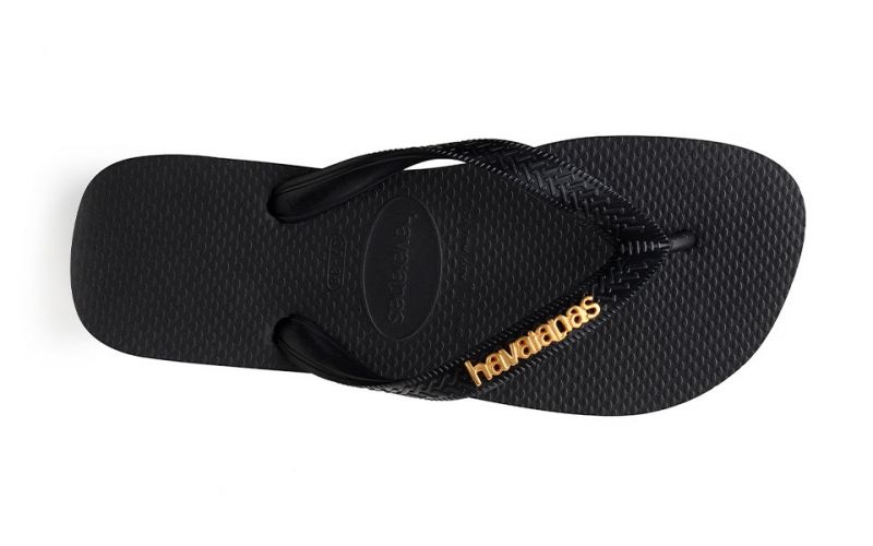 Havaianas black sales metallic logo