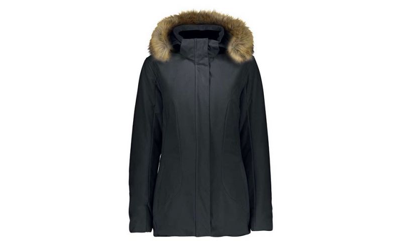 Chaqueta Mid Zip Hood Negro Mujer