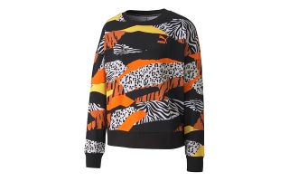 Puma SWEATSHIRT CLASSICS AOP BLACK ORANGE WOMEN