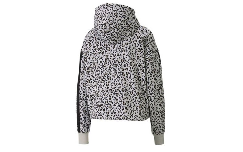 Sudadera Classics Cropped Animal Print Gris Mujer