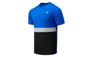 NEW BALANCE CAMISETA STRIPED ACCELERATE AZUL NEGRO