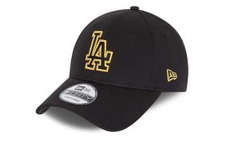 New Era CAP LOS ANGELES DODGERS METALLIC LOGO 9FORTY STRAPBACK BLACK GOLD