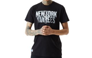 New Era T SHIRT NEW YORK YANKEES MLB PHOTOGRAPHIC WORDMARK BLACK