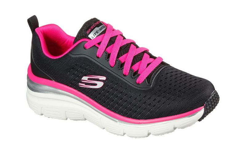 ZAPATILLA DE SEGURIDAD MUJER SKECHERS BISCOE NEGRO/FUCSIA