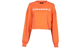 Converse SWEATSHIRT EMBROIDERED WORDMARK CREW ORANGE WOMEN
