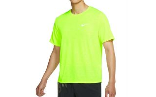 NIKE CAMISETA DRI FIT MILER VERDE FLUOR