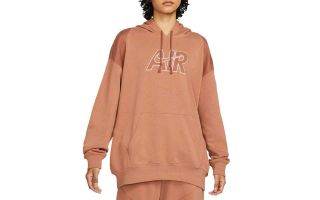 Nike SUDADERA CAPUCHA AIR FLEECE MARRON MUJER